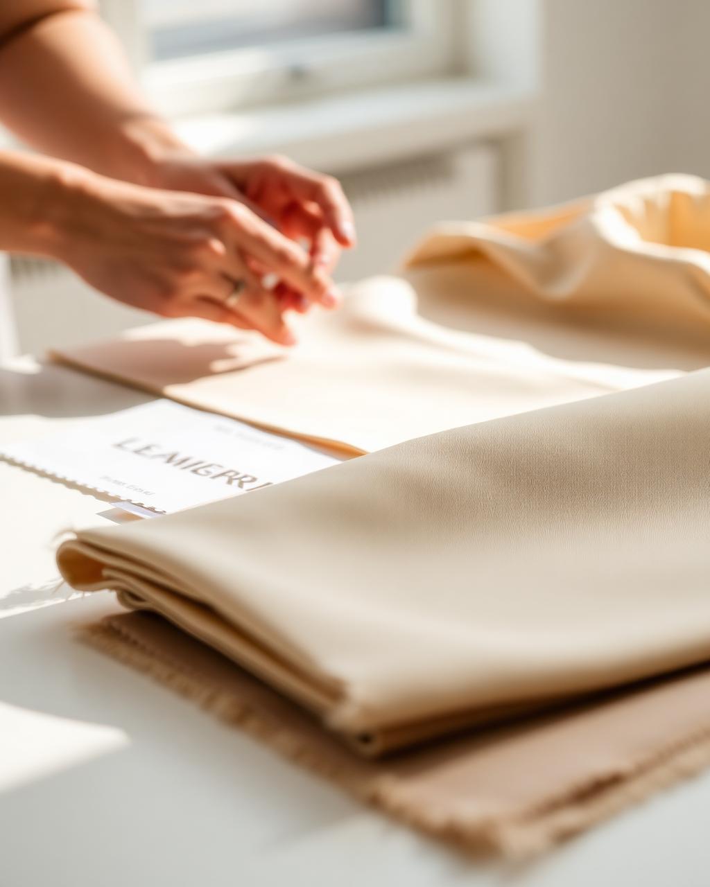 Designer working with premium textiles